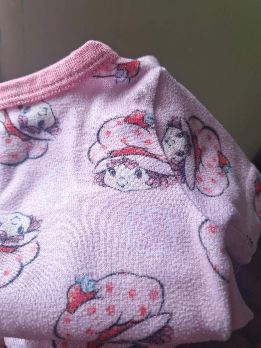 Pink Strawberry Character Kids One-Piece Pajama Set